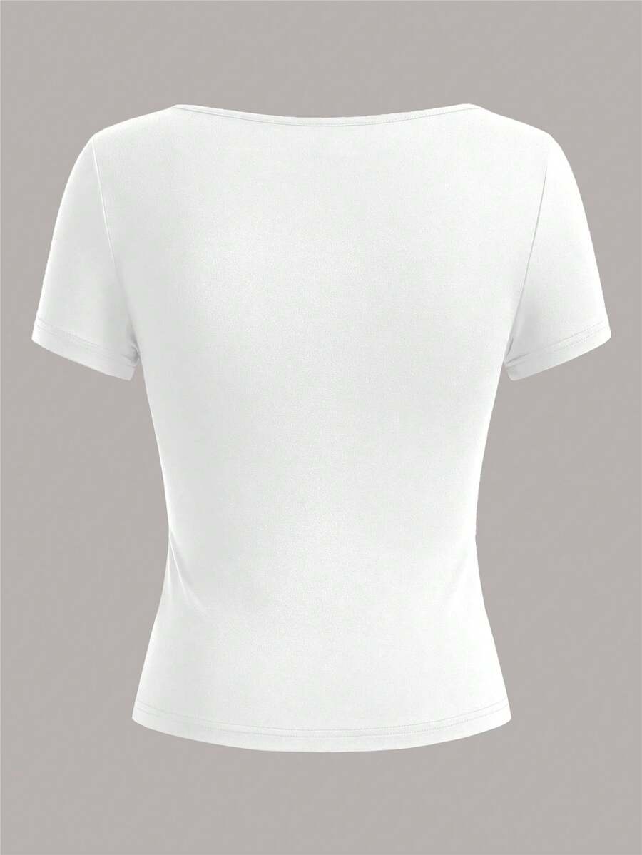 SHEIN EZwear طقم 3 قطع تي شيرت بياقة مربعة وأكمام قصيرة