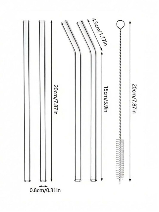 SHEIN مجموعة 4 قصبات زجاجية مع فرشاة