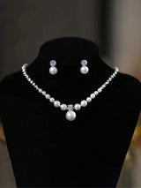 SHEIN طقم مجوهرات زمردي 3 قطع عقد وأقراط
