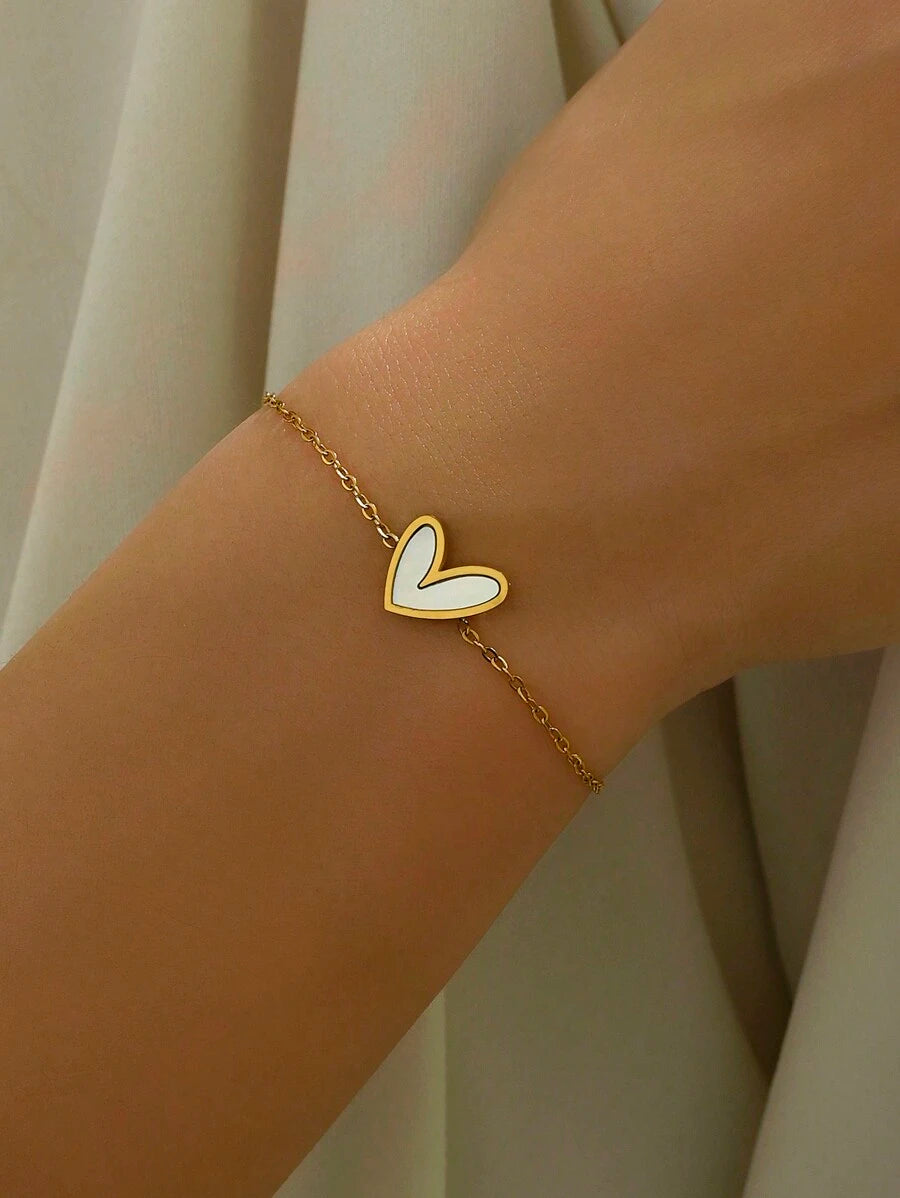 SHEIN سوار قلب مطلي ذهب 18 قيراط ستانلس ستيل