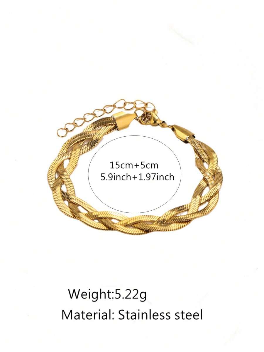 SHEIN سوار ستانلس ستيل مضفر بطراز هيب هوب