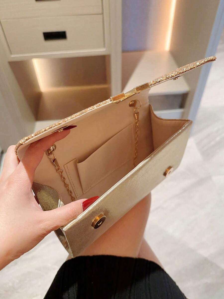 SHEIN حقيبة دلو مزينة براين ستون وخرز زجاج