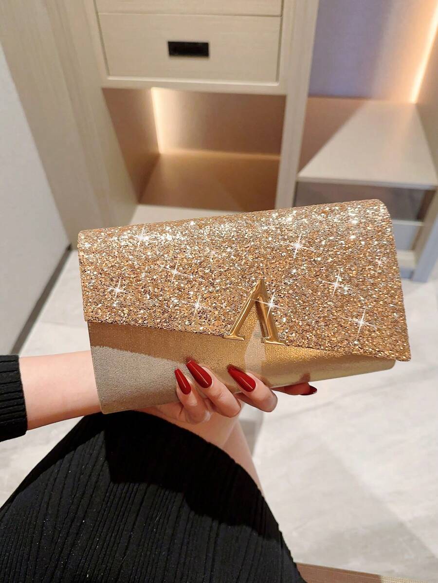 SHEIN حقيبة دلو مزينة براين ستون وخرز زجاج