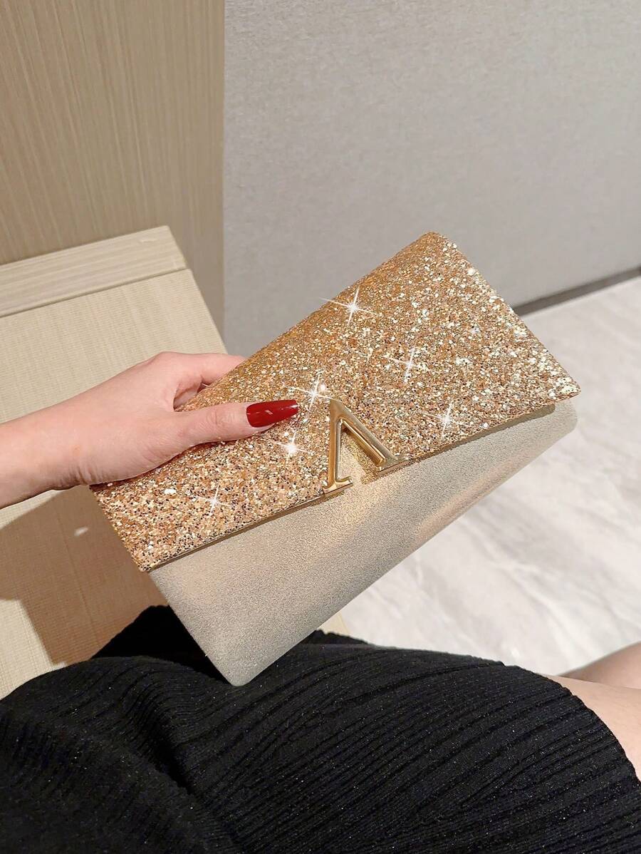 SHEIN حقيبة دلو مزينة براين ستون وخرز زجاج