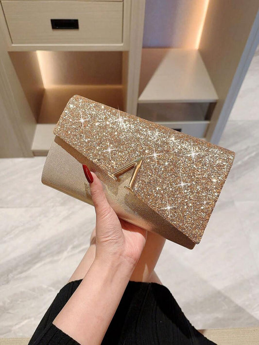 SHEIN حقيبة دلو مزينة براين ستون وخرز زجاج