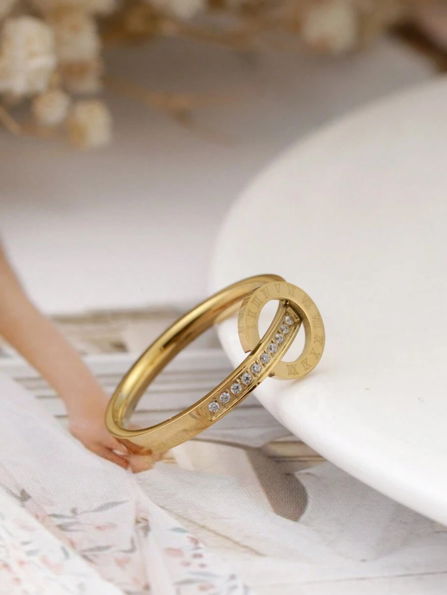 SHEIN خاتم مزدوج من التيتانيوم والفولاذ