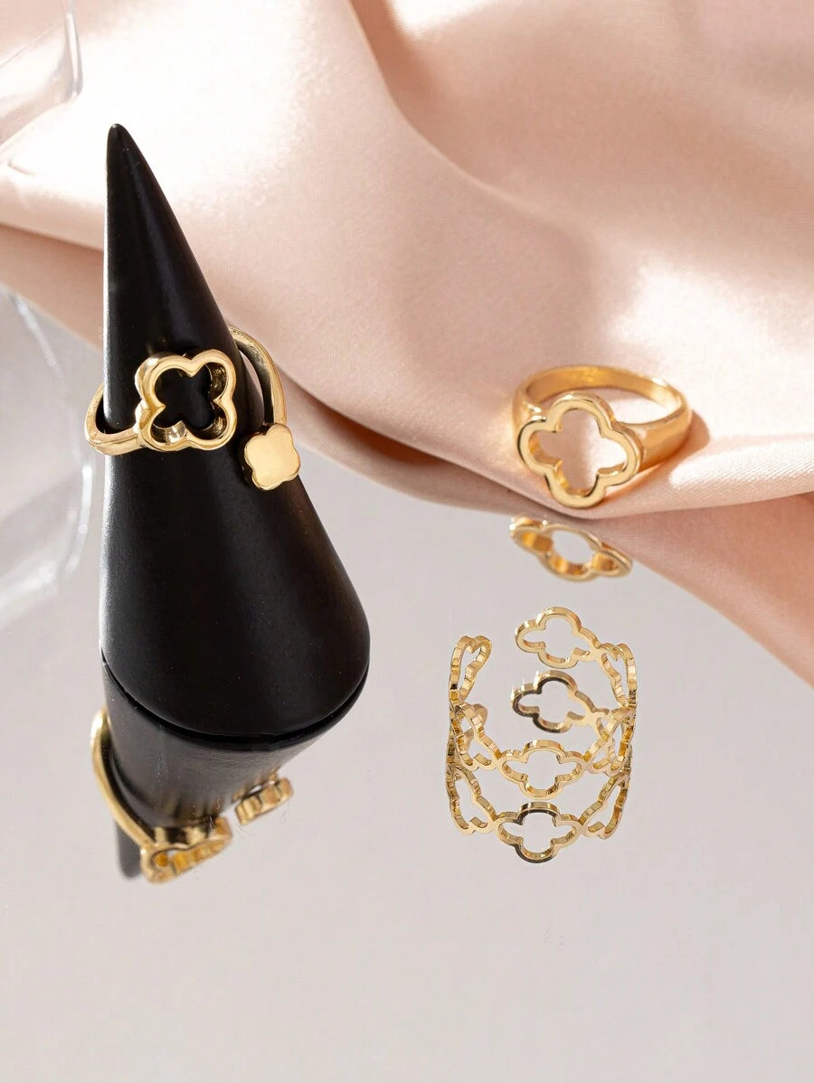SHEIN طقم 3 خواتم مفرغة بتصميم زهرة