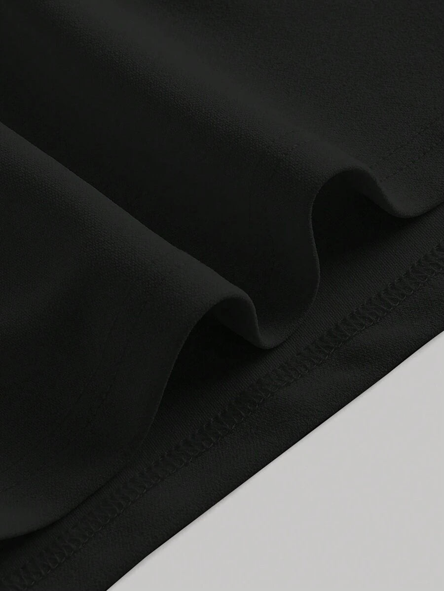 SHEIN MOD فستان أسود مطوي برقبة هالتر