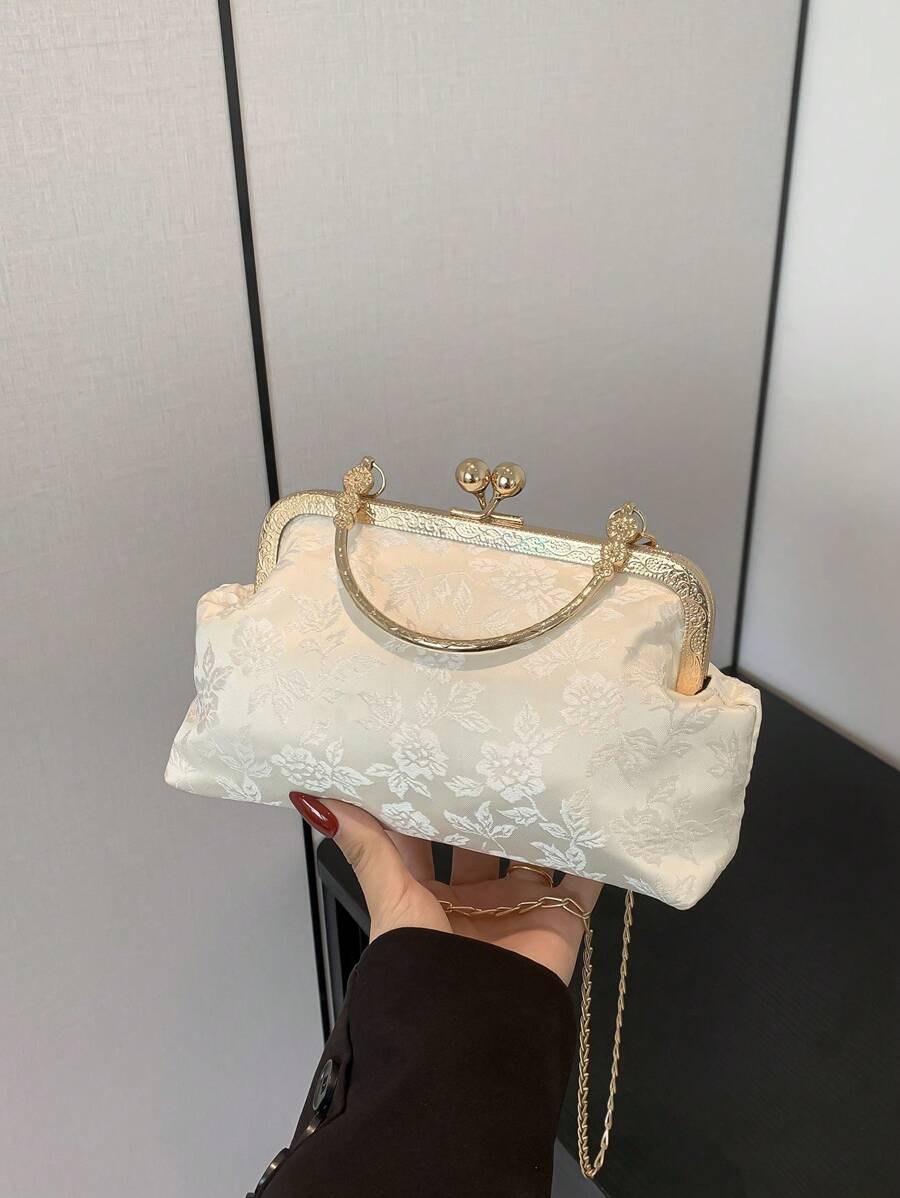 SHEIN حقيبة يد أنيقة بمشبك علوي بلون بيج
