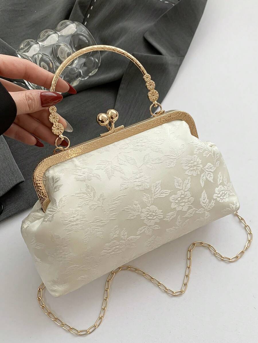 SHEIN حقيبة يد أنيقة بمشبك علوي بلون بيج