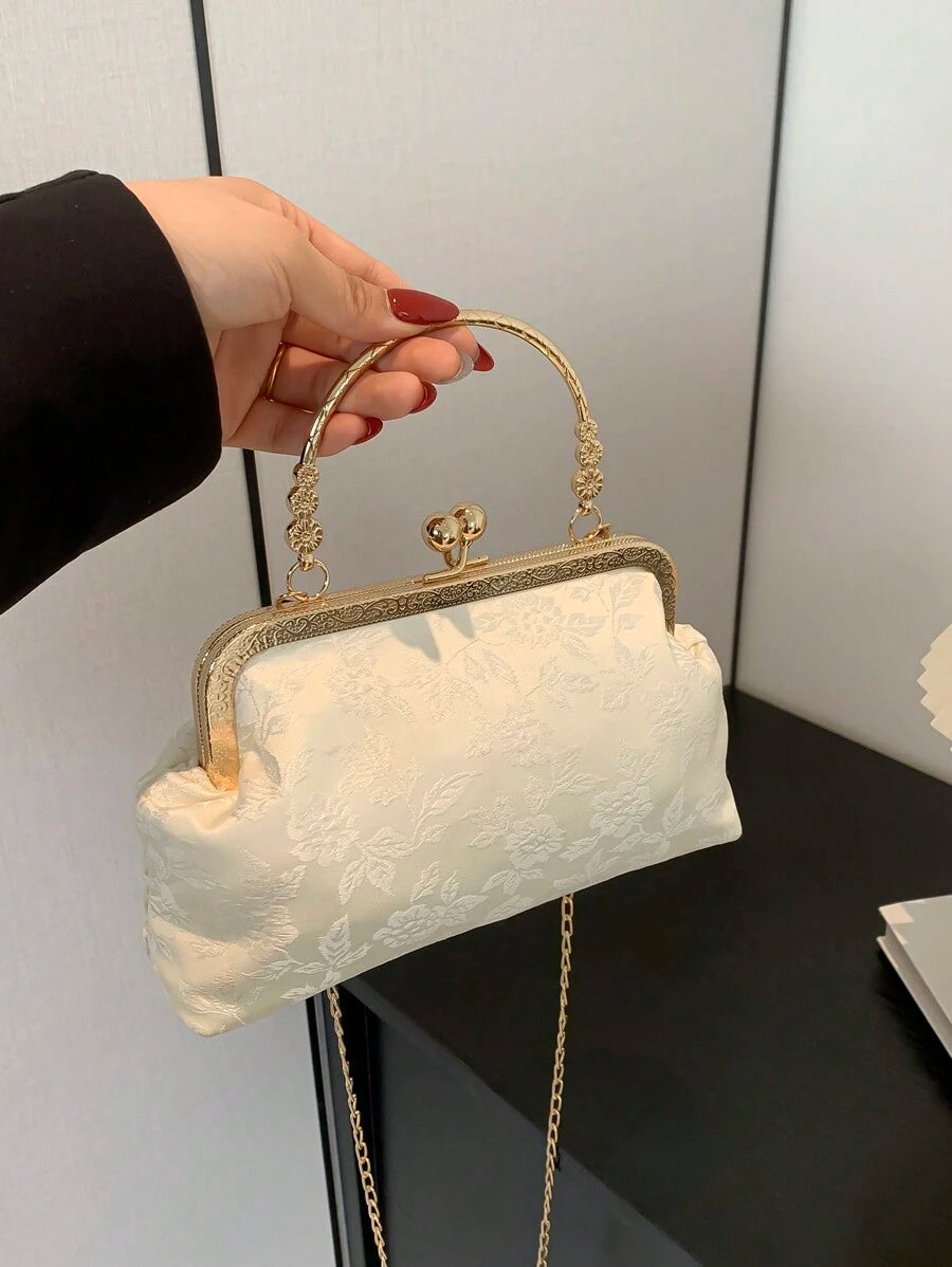 SHEIN حقيبة يد أنيقة بمشبك علوي بلون بيج
