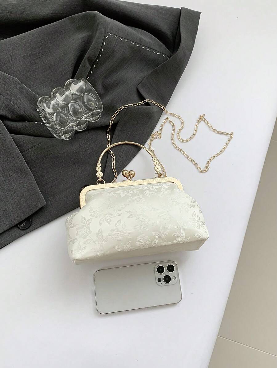 SHEIN حقيبة يد أنيقة بمشبك علوي بلون بيج