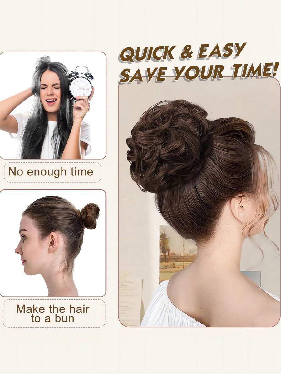 SHEIN إضافات ربطات الشعر كعكة مجعدة ومموجة اصطناعية