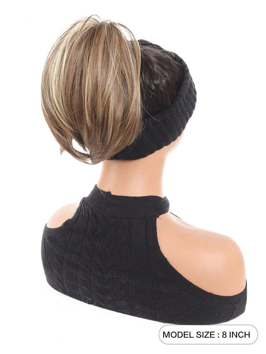 SHEIN حلقة شعر كيرلي اصطناعي شينيون بني وذهبي