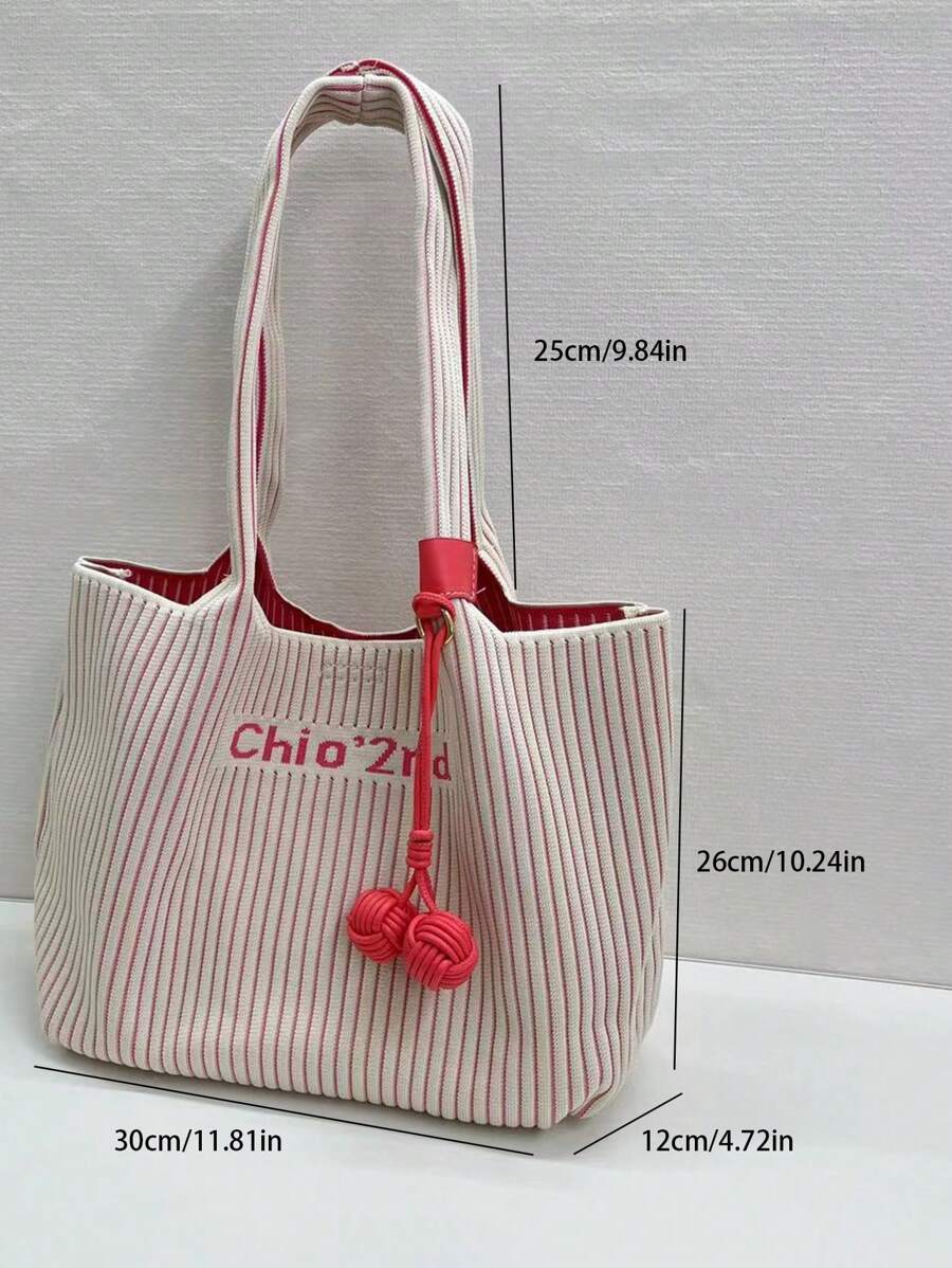 SHEIN حقيبة كتف كبيرة بتصميم موجة مائية وردية