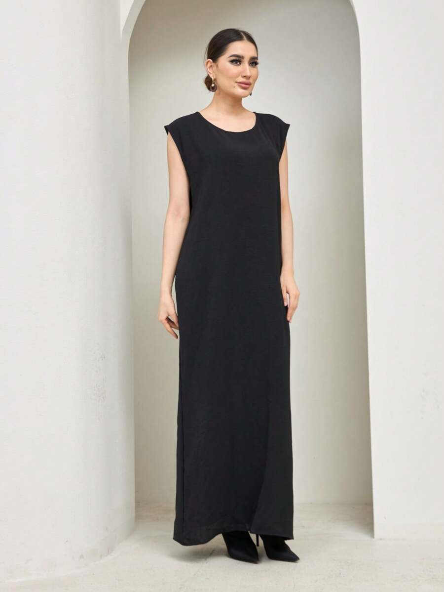 SHEIN CEY عباية سوداء من قماش خفيف قابل للتنفس