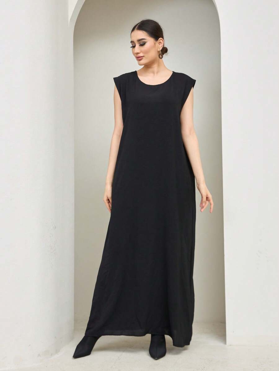 SHEIN CEY عباية سوداء من قماش خفيف قابل للتنفس