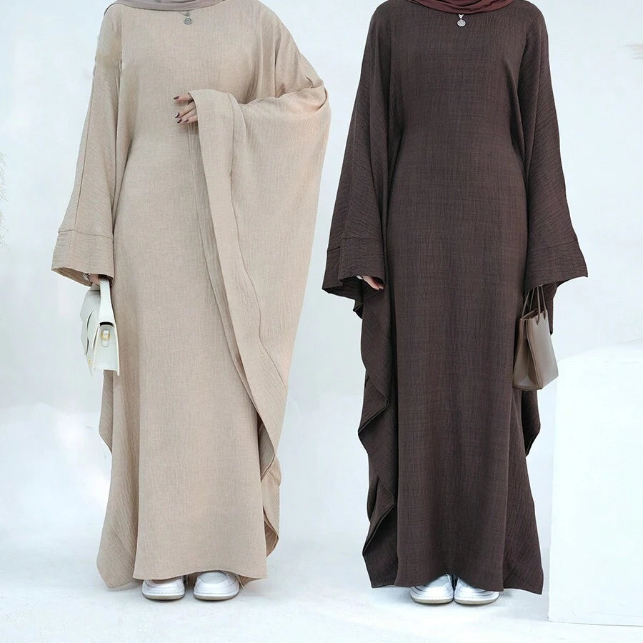 SHEIN قفطان أنيق بأكمام خفاش مع حزام ثوب طويل متواضع