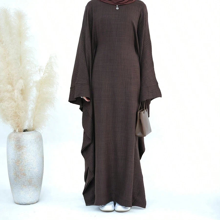 SHEIN قفطان أنيق بأكمام خفاش مع حزام ثوب طويل متواضع