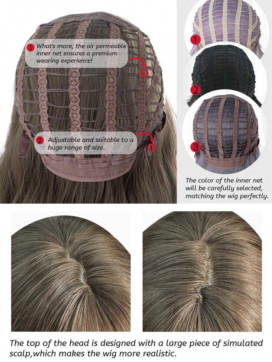 SHEIN AliceGarden باروكة بني صناعية مموجة 28 بوصة