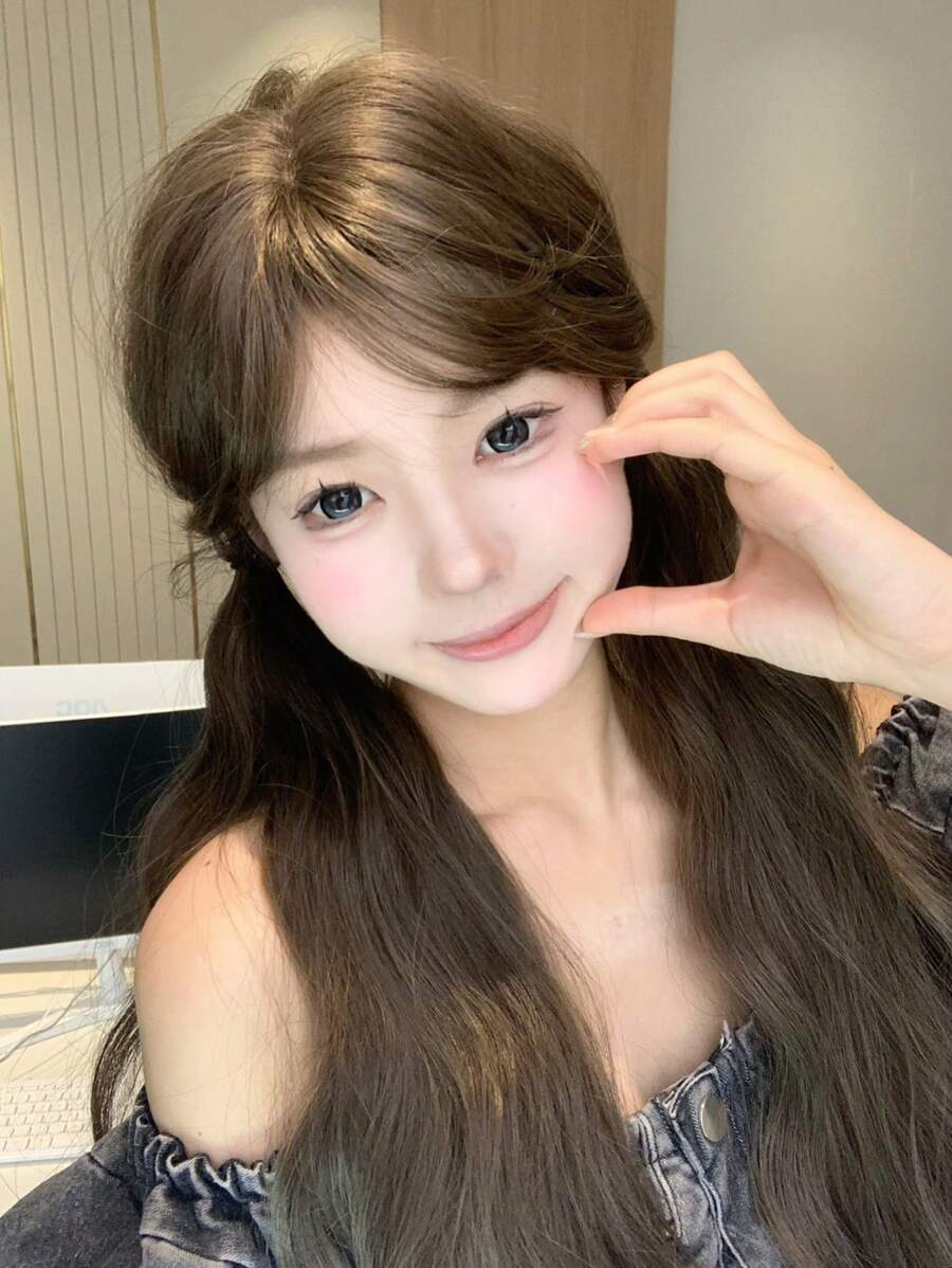 SHEIN AliceGarden باروكة بني صناعية مموجة 28 بوصة