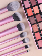 SHEIN مجموعة فرش مكياج وردية 7 قطع للوجه والعيون