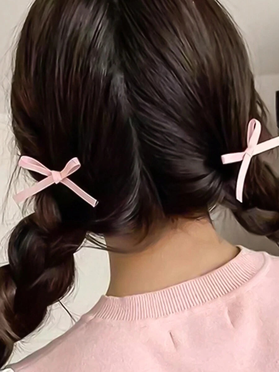 SHEIN طقم 6 قطع مشابك شعر بسيطة بشريط بنمط باليه للفتيات