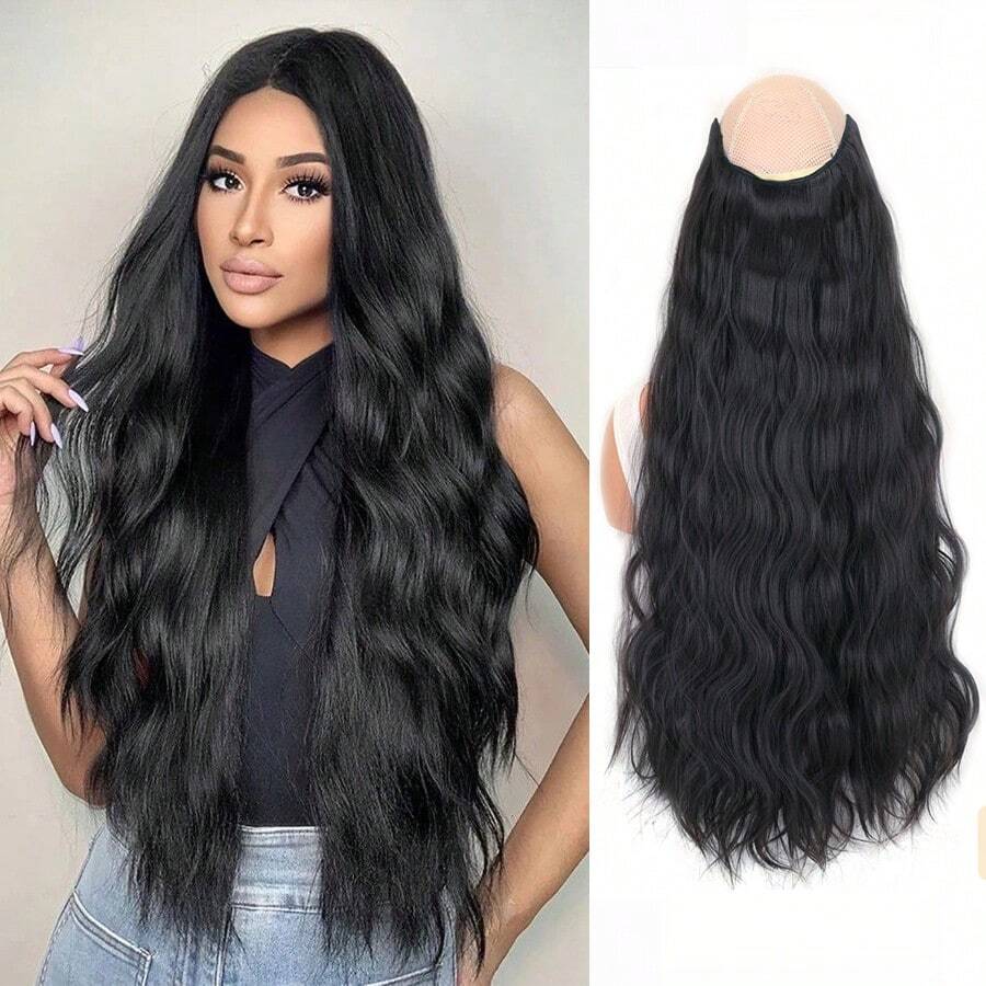 SHEIN مشبك تمديد شعر موجة الماء مصنوع من ألياف