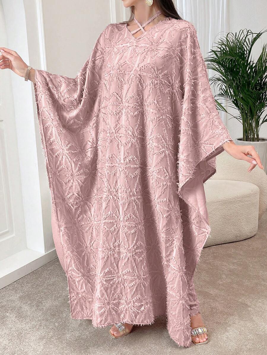 SHEIN Al Najma فستان كفتان ارجواني عربي طويل الأكمام