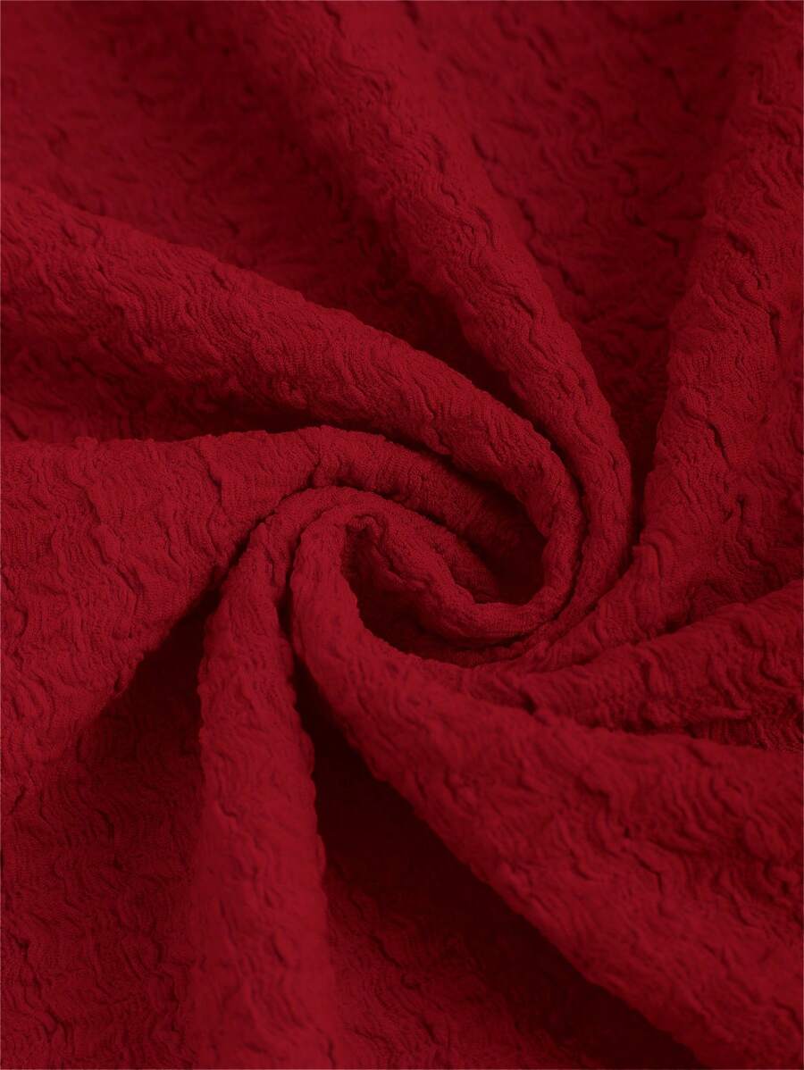 SHEIN Sweetra فستان ماكسي طويل برقبة باللون البرغندي