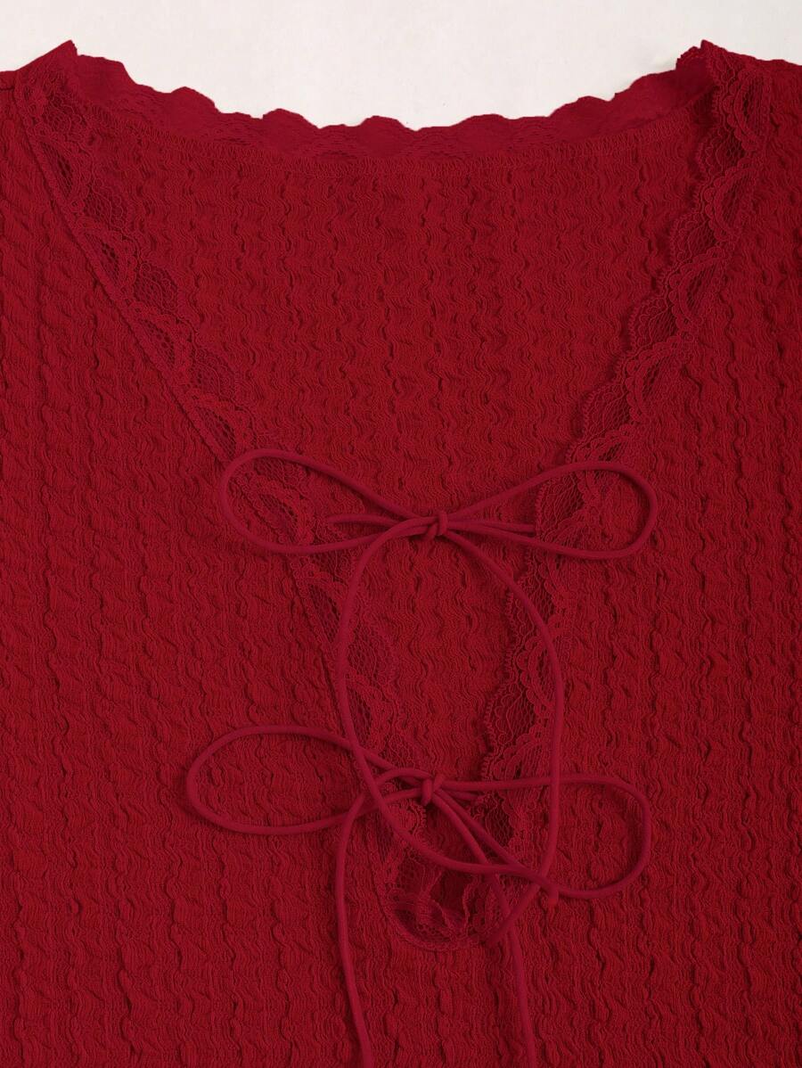 SHEIN Sweetra فستان ماكسي طويل برقبة باللون البرغندي