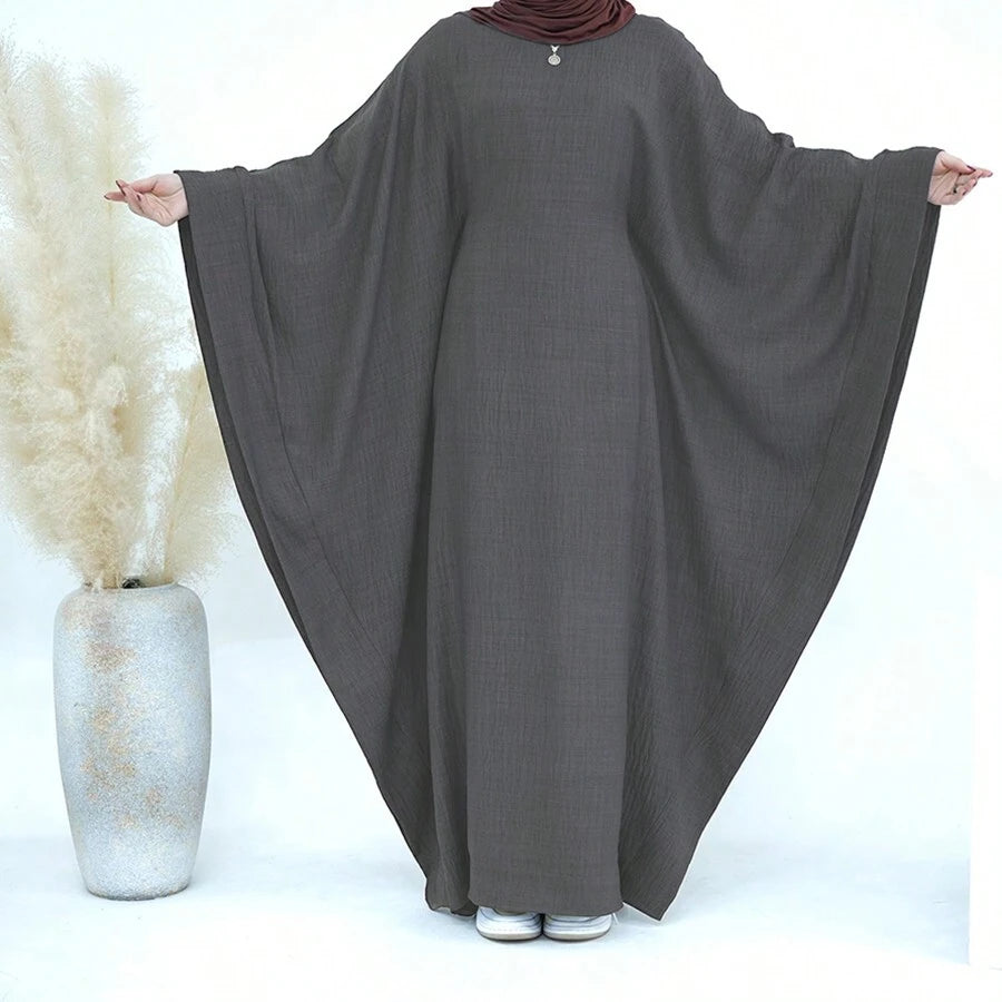 SHEIN قفطان أنيق بأكمام خفاش مع حزام ثوب طويل متواضع