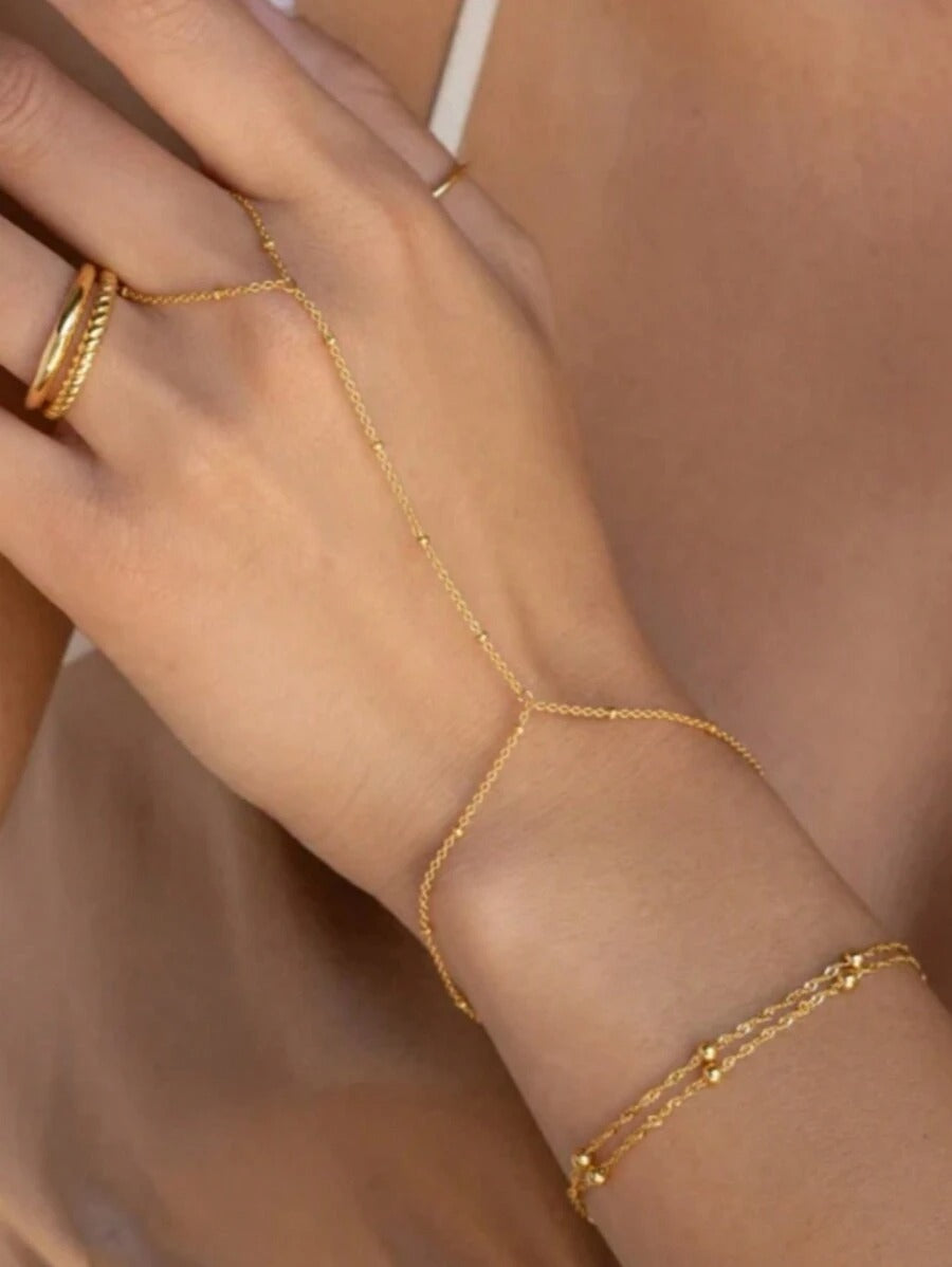 SHEIN سوار سلسلة مزينة بخرز من الفولاذ