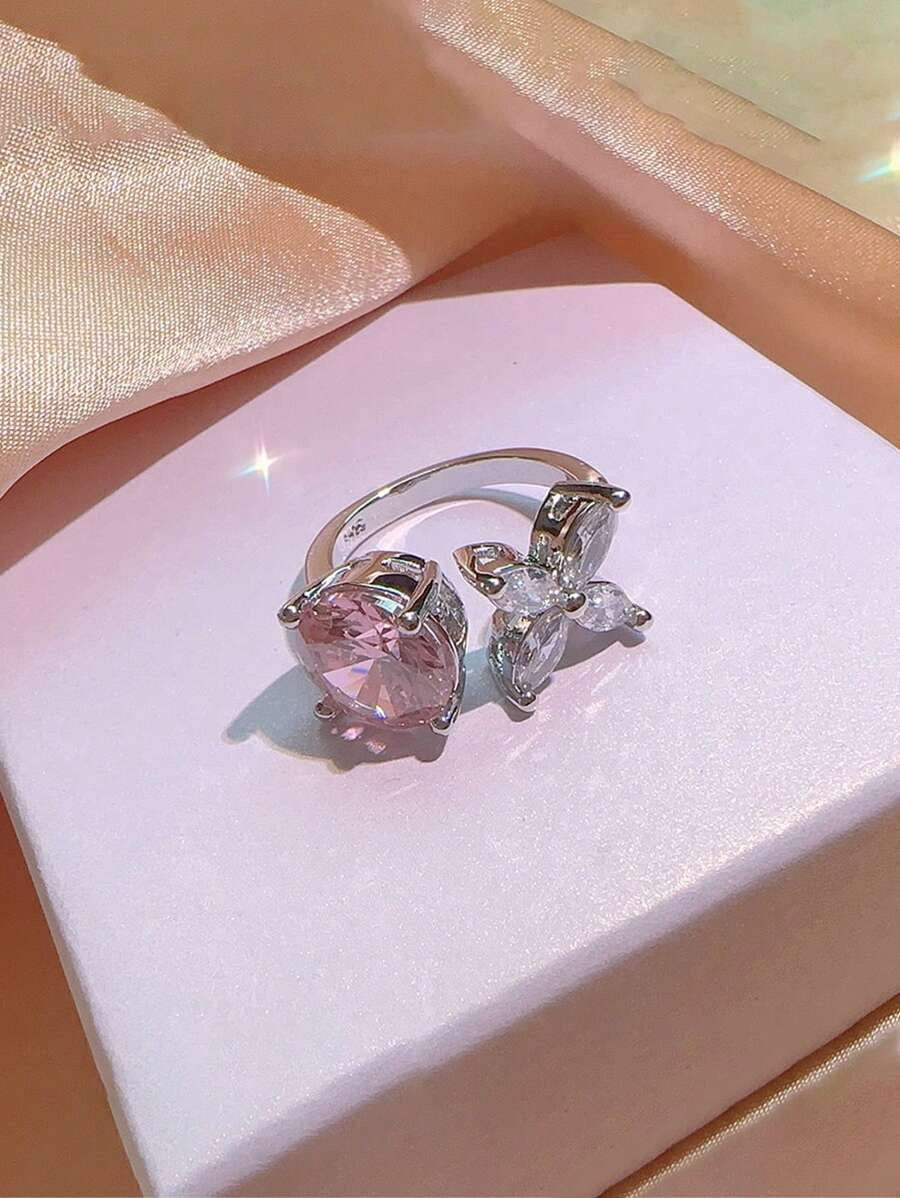 SHEIN مجموعة مجوهرات زهرية بأربع قطع بتصميم قطرة الماس
