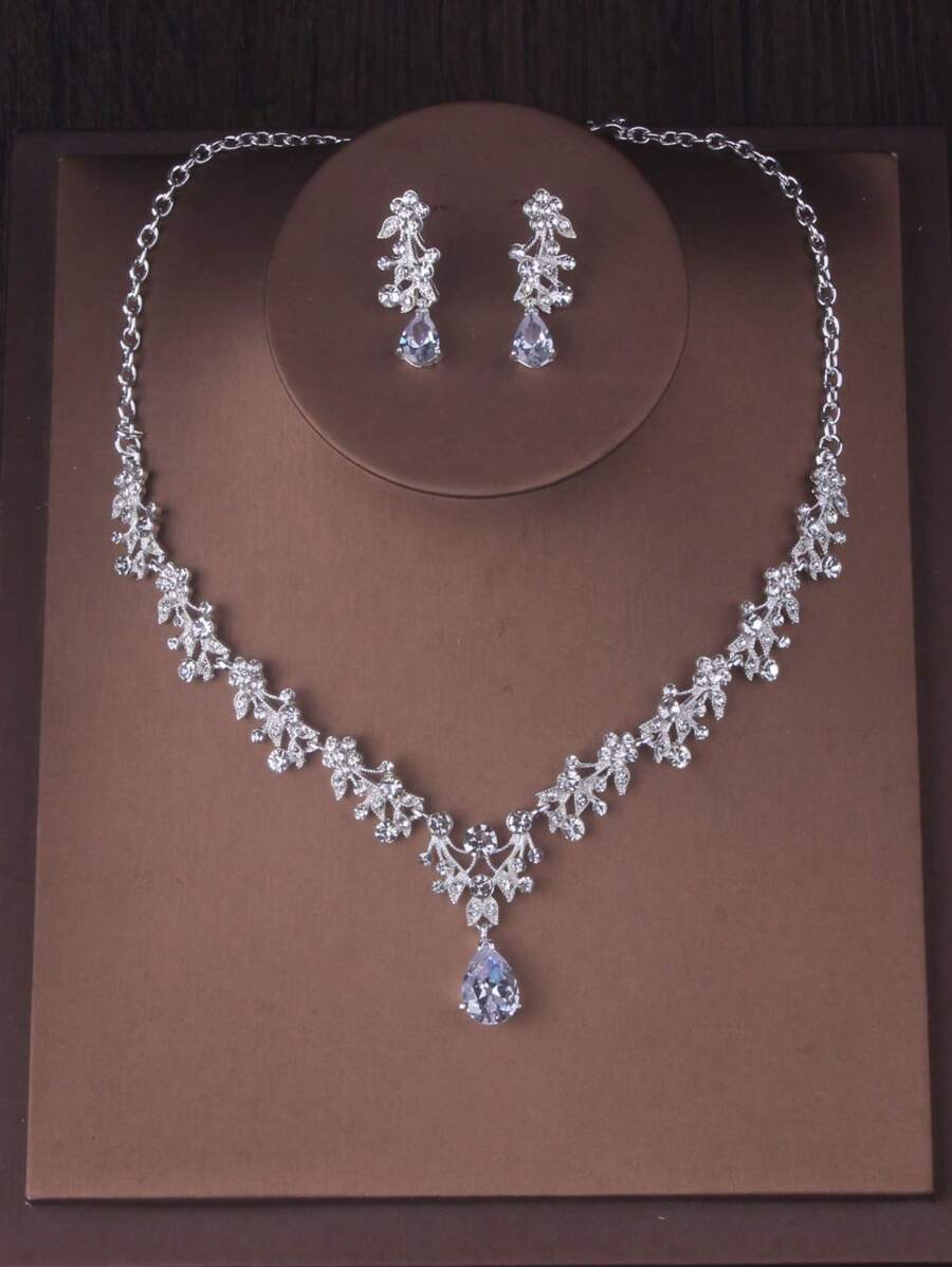 SHEIN طقم مجوهرات عرائس من الزركونيا والكريستال