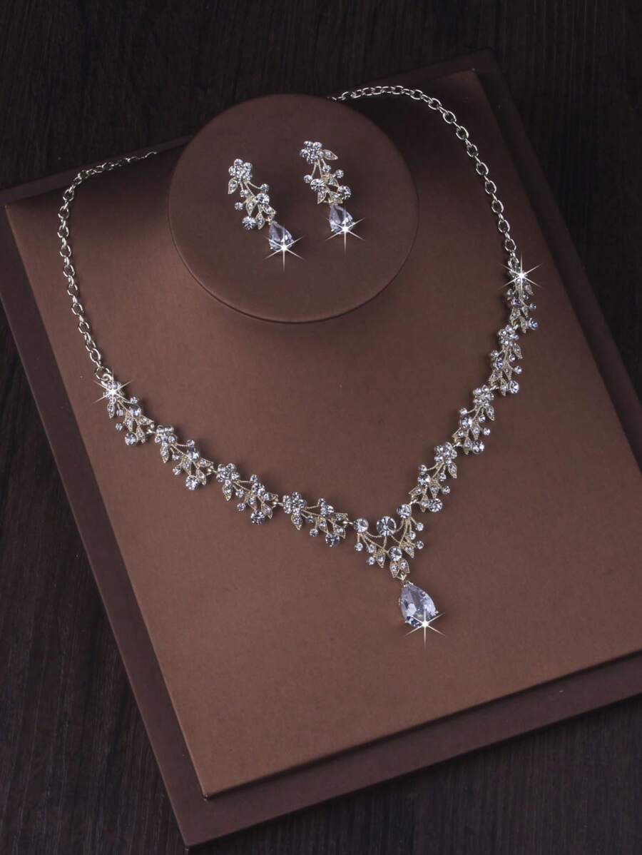 SHEIN طقم مجوهرات عرائس من الزركونيا والكريستال