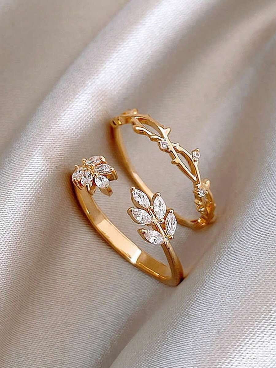 SHEIN مجموعة 2 قطعة خاتم على شكل ورقة شجر