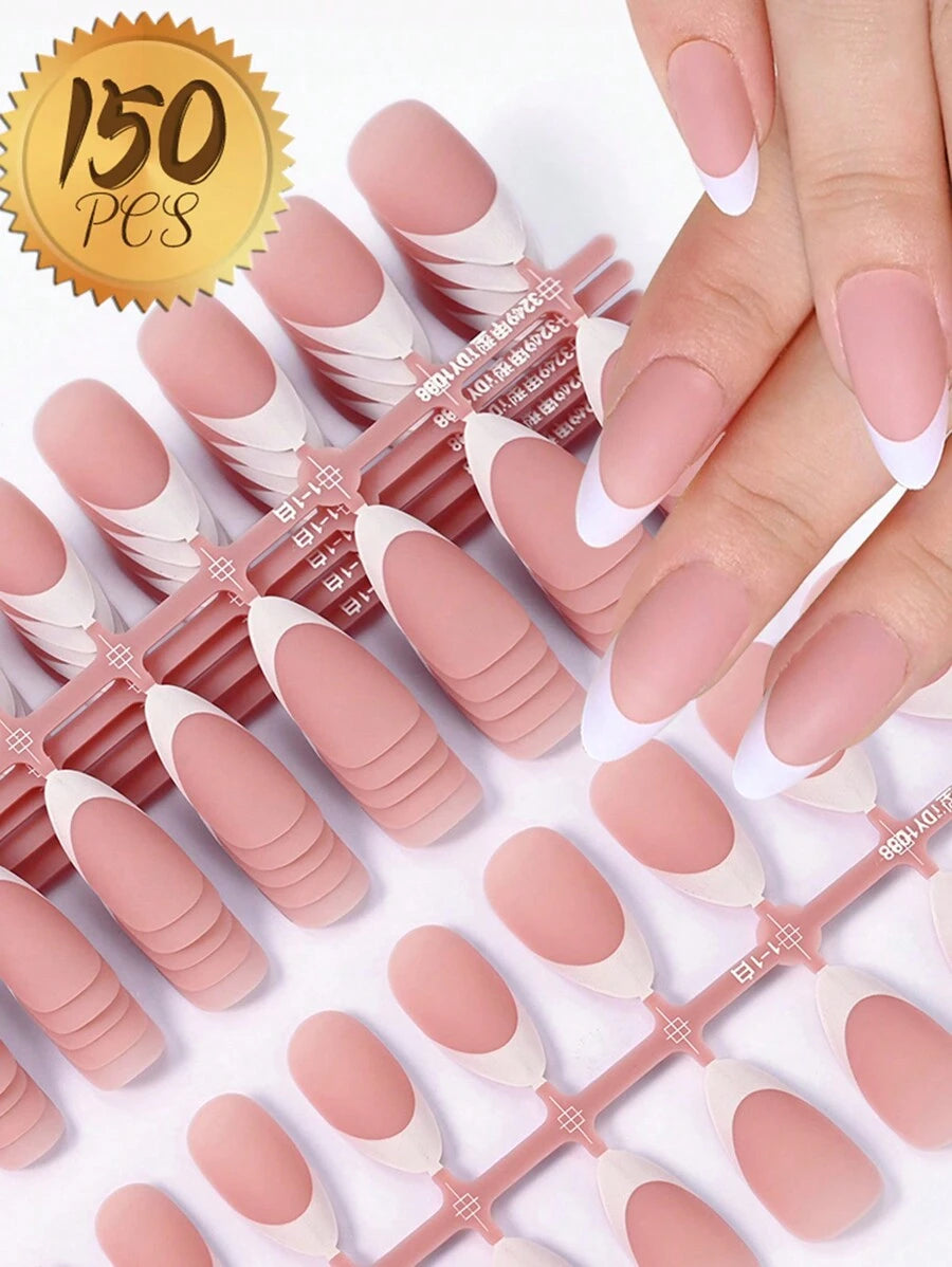 SHEIN مجموعة 150 قطعة أظافر بشكل لوز مع 15 مقاسًا