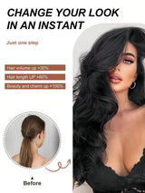 SHEIN إكستنشن شعر اصطناعي مموج طويل 20 بوصة أسود بمشبك