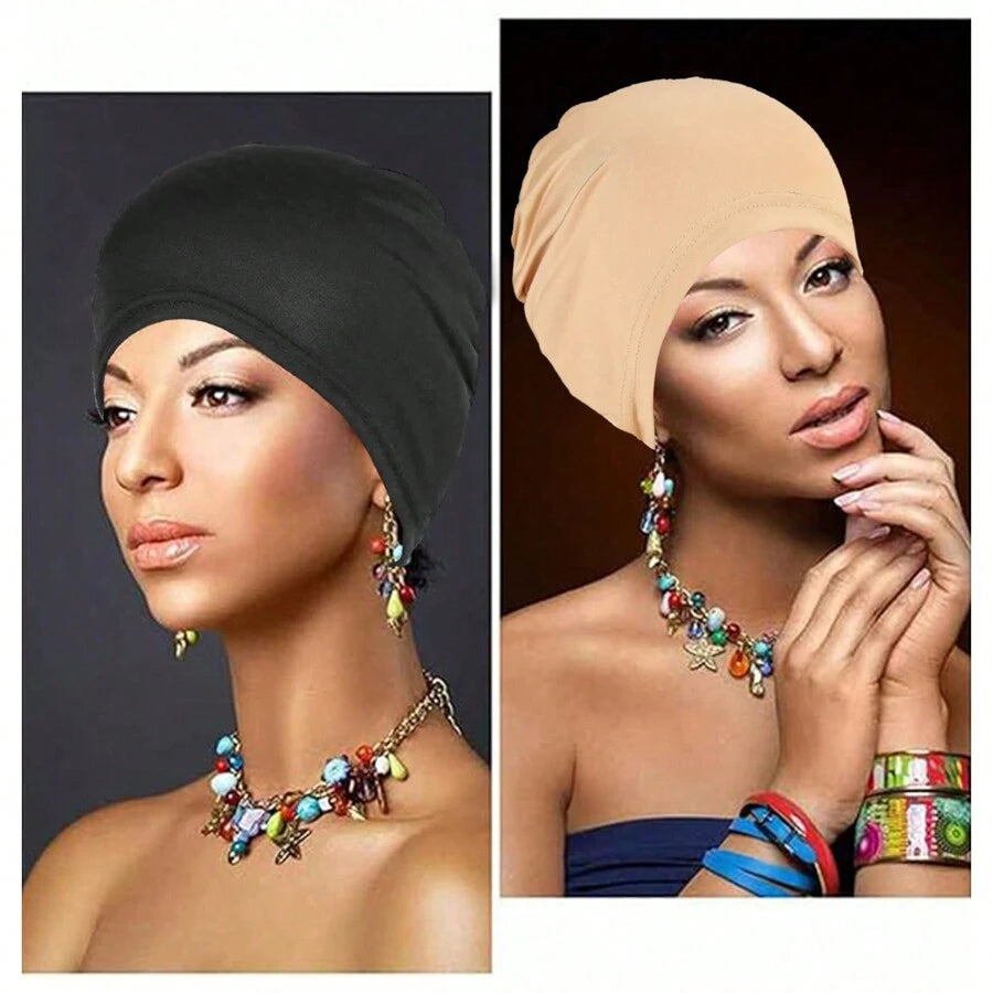 SHEIN وشاح رأس للنساء بلون واحد قبعة ناعمة وقابلة للتنفس