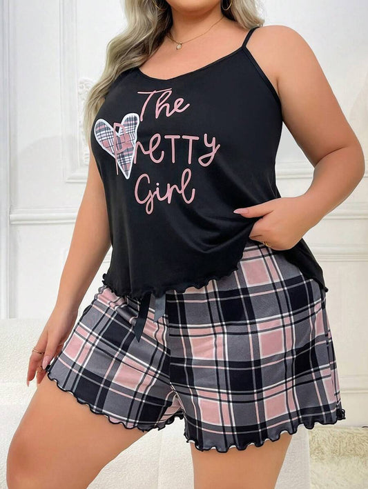 SHEIN بيجامة طقم كامي مطبوع وشورت