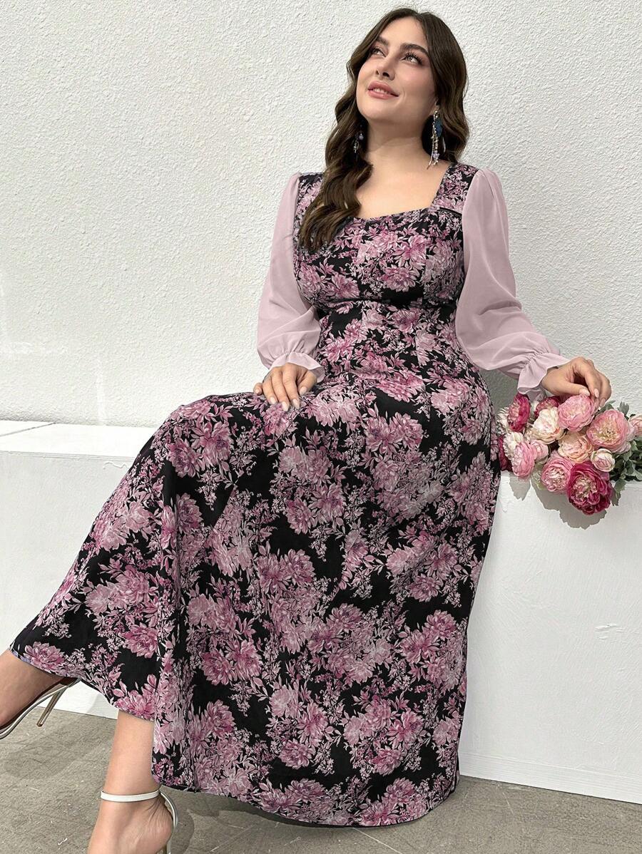 SHEIN Modelyn فستان ماكسي مزين بطباعة الأزهار