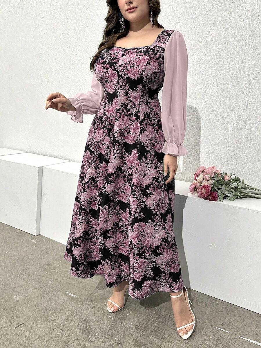 SHEIN Modelyn فستان ماكسي مزين بطباعة الأزهار