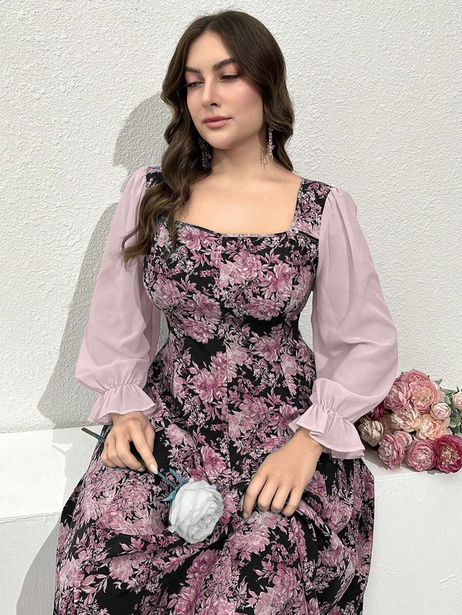 SHEIN Modelyn فستان ماكسي مزين بطباعة الأزهار