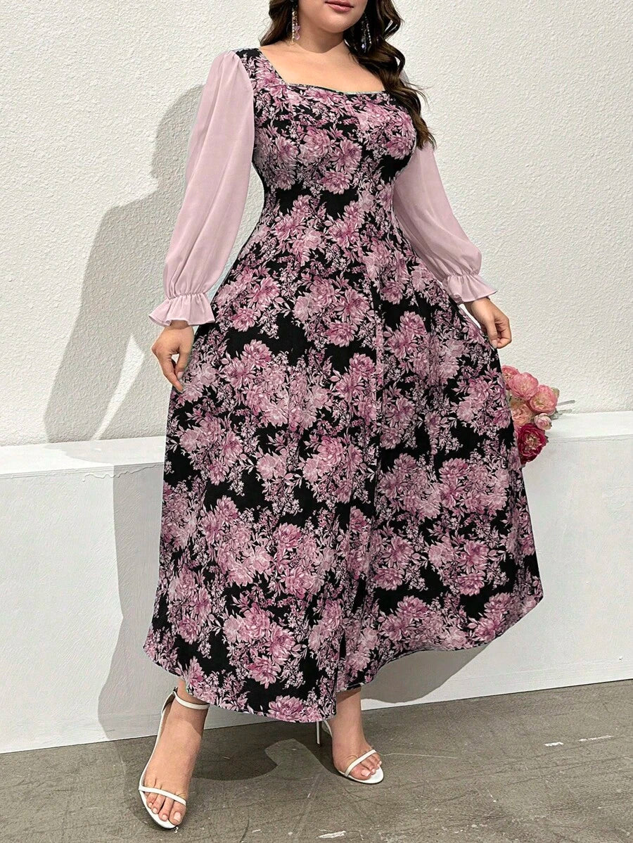 SHEIN Modelyn فستان ماكسي مزين بطباعة الأزهار