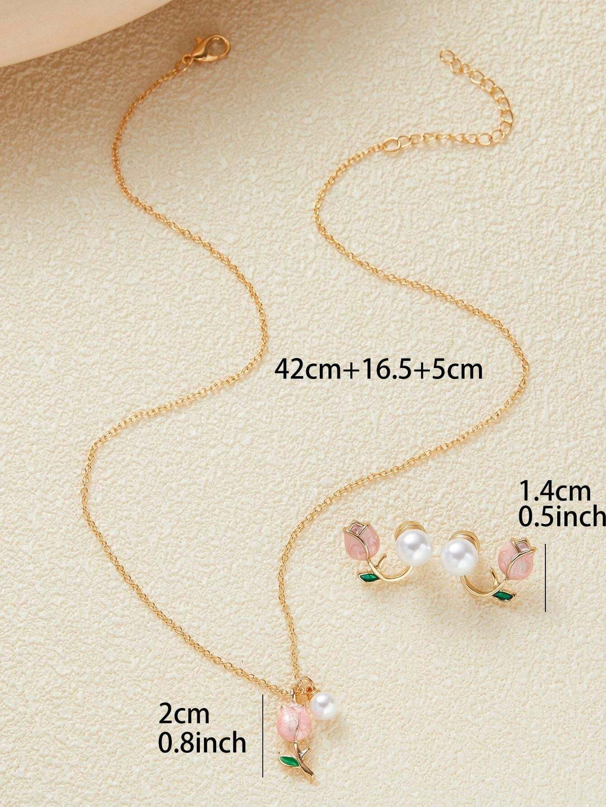 SHEIN مجموعة مكونة من 3 قطع قلادة و أقراط بتصميم زهرة التوليب