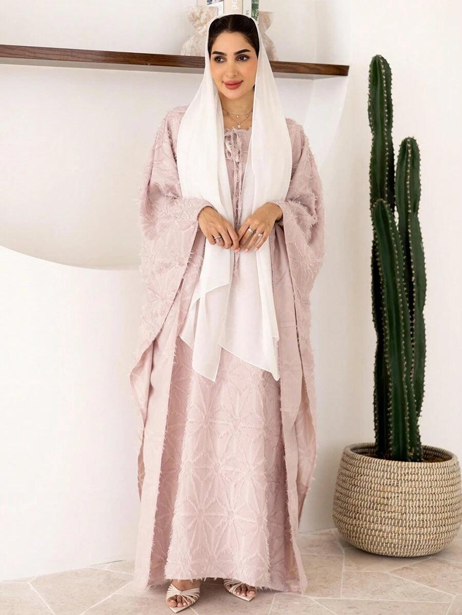 SHEIN Al Najma فستان كفتان ارجواني عربي طويل الأكمام