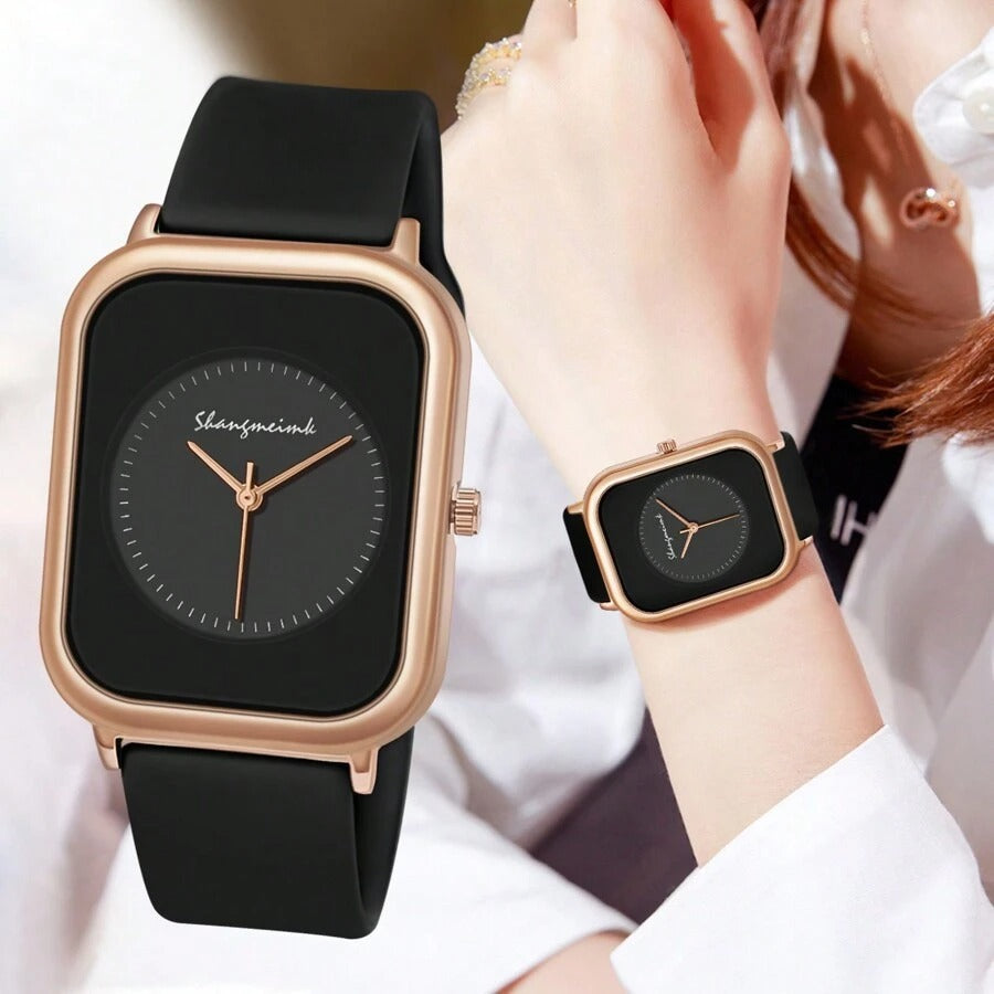 SHEIN ساعة يد كوارتز نسائية بسوار سيليكون