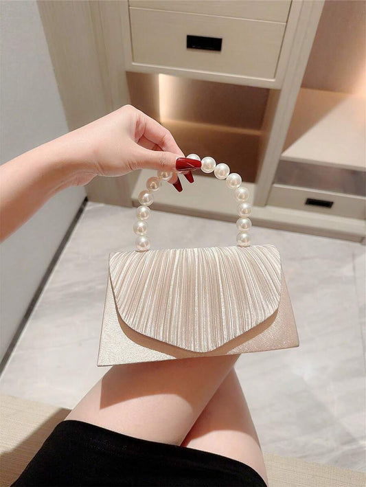 SHEIN حقيبة كلاتش ساتان براقة مزينة بالخرز
