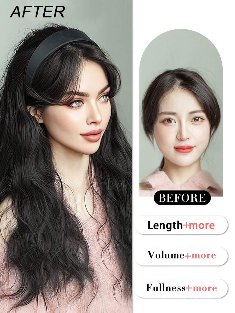 SHEIN شعر مستعار 22 بوصة بخصل قابلة للإزالة شبه طبيعي